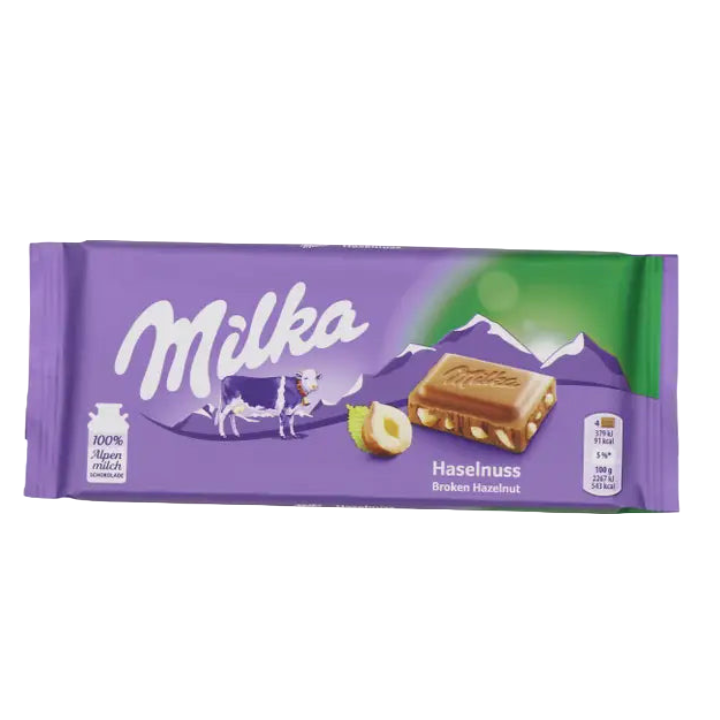 Milka Chocolate with Chopped Hazelnut 100GR