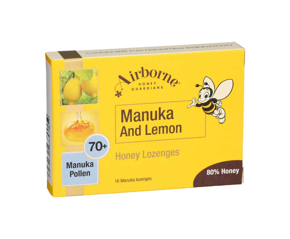 Airborne ABH Manuka Honey & Lemon Lozenges - Full Case (16 Lozenges pe ...