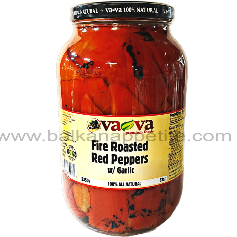 Fire Roasted Red Peppers with Garlic  (Va-Va) 2400g (85 oz)